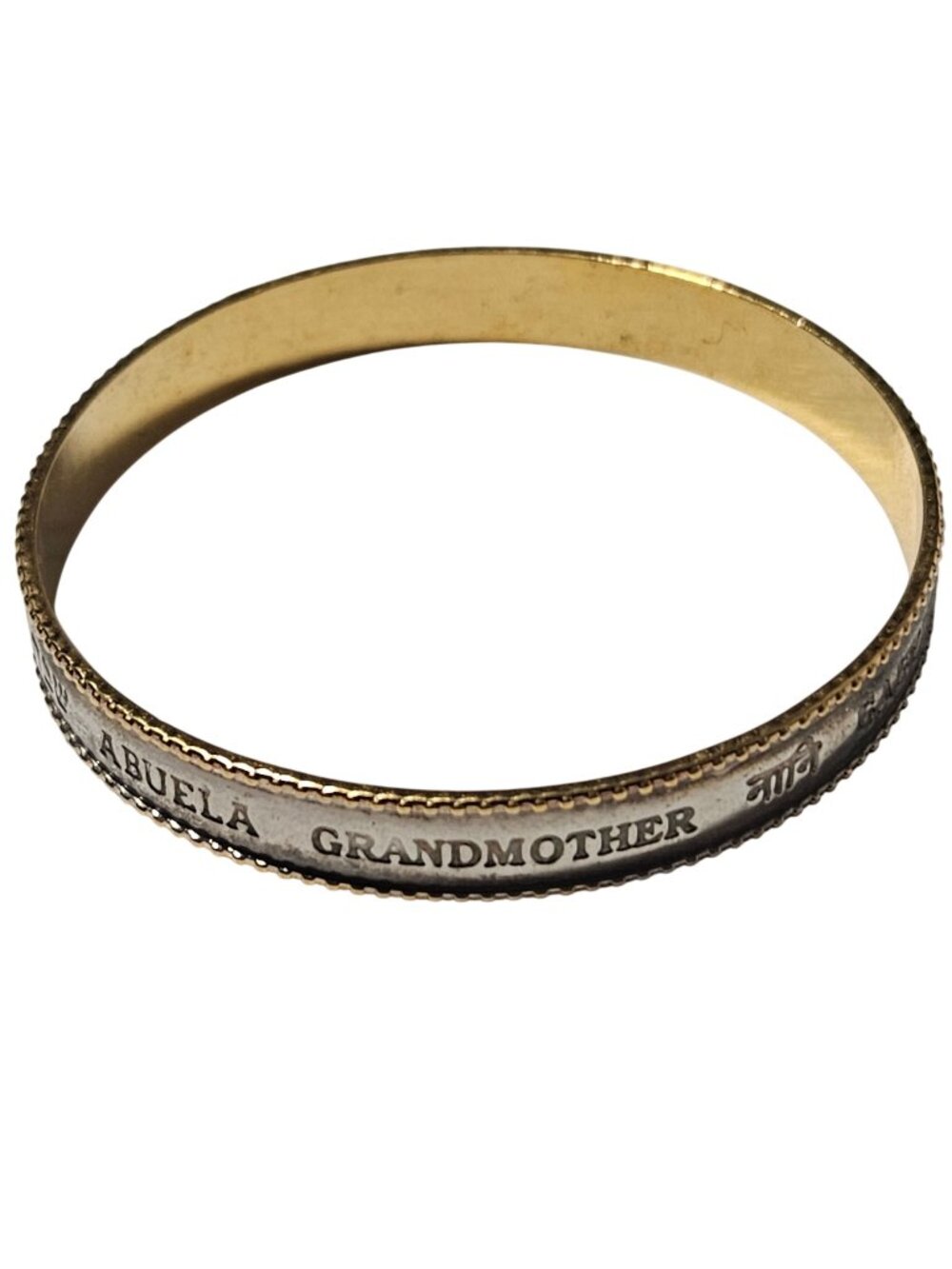 Grandmother Bangle Bracelet Two Tone Grandma Nonna Abuela Multilingual Gift